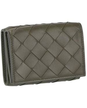 Bottega Veneta Intrecciato 3-Fold Wallet - Grey