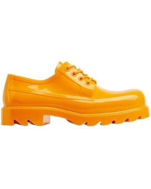 Bottega Veneta Rubber Lace-Up Casual Shoes - Orange