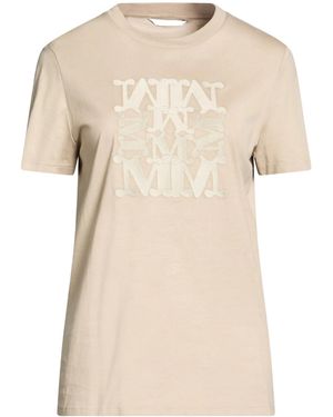 Max Mara Logo-Print T-Shirts - Natural