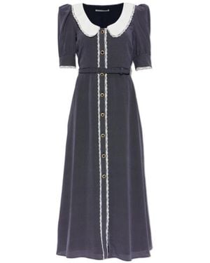 Alessandra Rich Polka-Dot Midi Dress - Blue