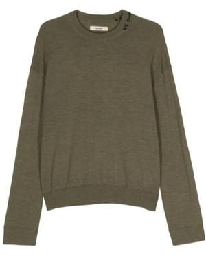 Zadig & Voltaire Slogan-Embroidered Wool Jumper - Green