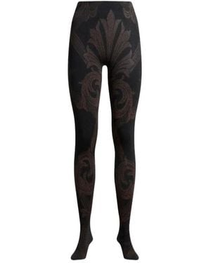 Etro Metallic Jacquard Tights - Black