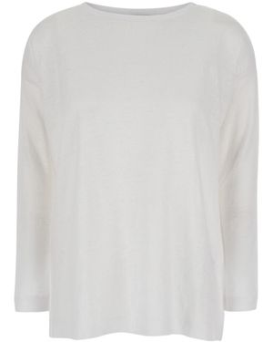 Allude Boat Neck Sweater - White