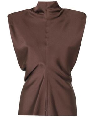 FEDERICA TOSI Stand-Collar Blouse - Brown