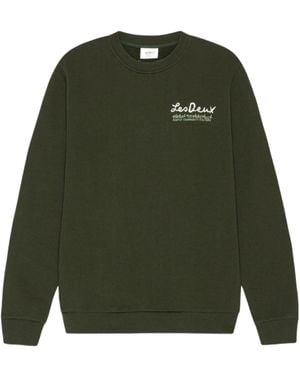 Les Deux Rural Graphic-Print Crew-Neck Jumper - Green