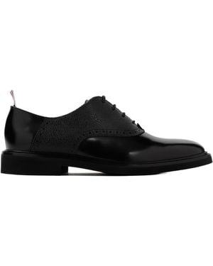 Thom Browne Saddle Round Toe Lace-Up Shoes - Black