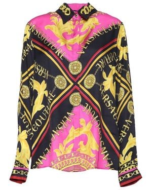 Versace Jeans Couture Couture Logo Couture-Print Straight Hem Shirt - Pink