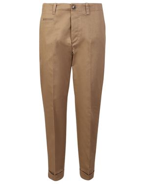 Pt Pantaloni Pt Torino Buckle Accent Trousers - Natural
