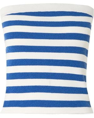 Posse Ari Cropped Striped Knitted Top - Blue