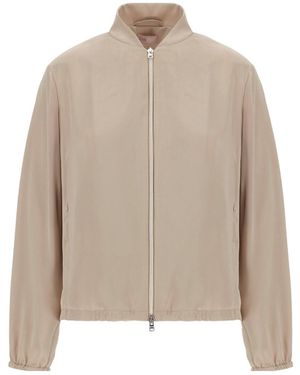 Herno Long-Sleeve Casual Zip-Up Jacket - Natural