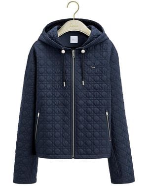 Dior Macrocannage Zipped Hooded Jacket - Blue