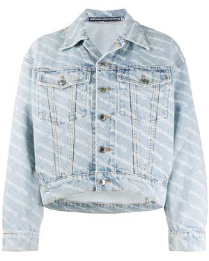 Alexander Wang Allover Logo Printed Denim Jacket - Blue