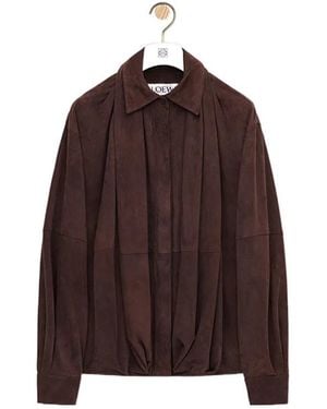 Loewe Suede Draped Shirt - Brown