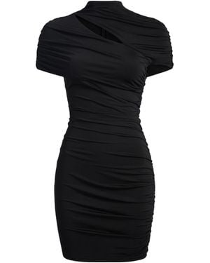 Balmain Jersey Draped Bodycon Mini Dress - Black