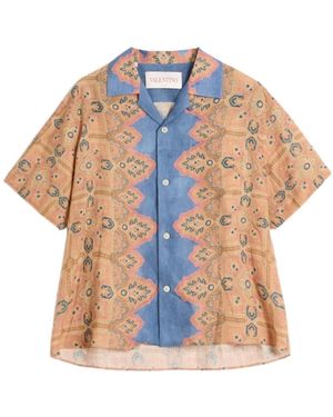 Valentino All-Over Patterned Button-Up Shirt - Blue
