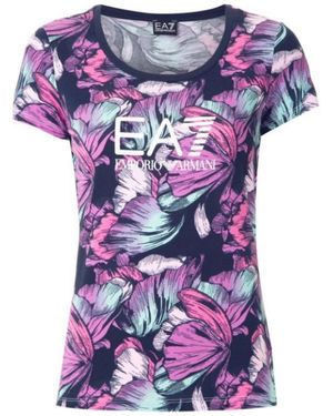EA7 Logo Printed T-Shirt - Purple