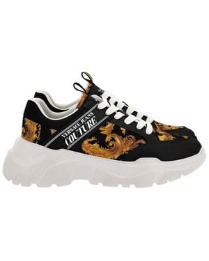 Versace Baroque Lace-Up Sneakers - Black