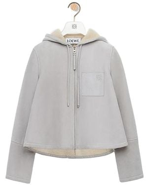Loewe Leather Hooded Jacket - Grey