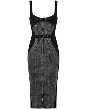 Mugler Washed Buckled Denim Dress - Black