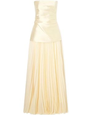 Solace London Steapless Twill And Chiffon Gown - Natural