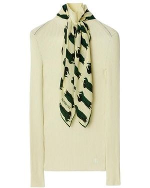 Burberry Scarf-Detailed Knit Sweater - Green