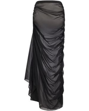 GIUSEPPE DI MORABITO Ruched Draped Silk Maxi Skirt - Black