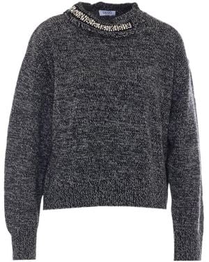 Liu Jo Embellished Mélange Knitted Sweater - Gray