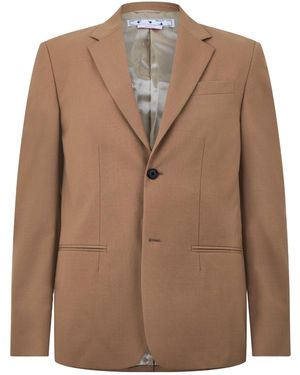 Off-White c/o Virgil Abloh Single-Breasted Drill Relaxed Blazer - Brown