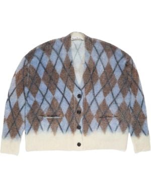 Acne Studios Argyle-Pattern Cardigan - Blue