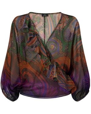 Etro Paisley-Printed Silk Blouse - Brown