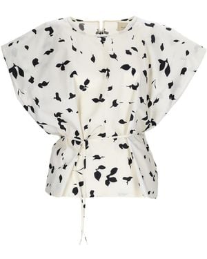 Alysi Printed Tie-Waist Top - White