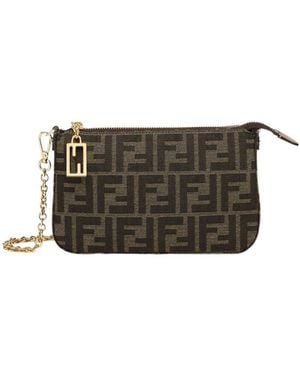 Fendi Logo Detailed Zipped Shoulder Bag - Gray