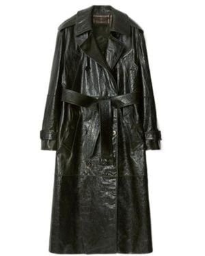 Burberry Long Embossed Leather Trench Coat - Black