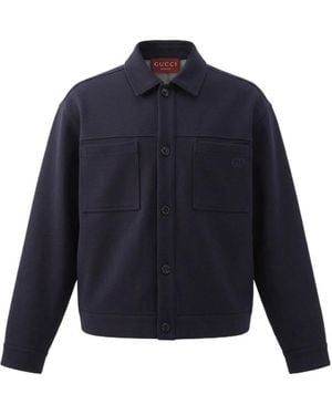 Gucci Cotton Jersey Jacket With Embroidery - Blue
