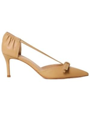 Twinset Bow-Detail Leather Pumps - Natural