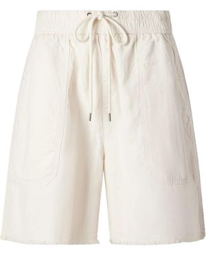 James Perse Cotton-Blend High-Rise Utility Shorts - White