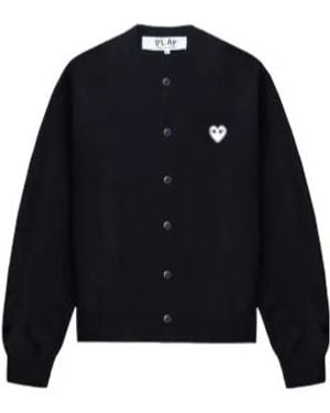 COMME DES GARÇONS PLAY Cardigan With Heart Appliqué Details - Blue