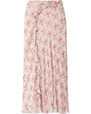 LoveShackFancy Sumi Floral-Print Fil Coupé Chiffon Maxi Skirt - Pink