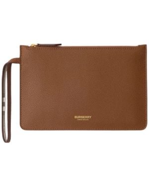 Burberry Leather Zip Pouch - Brown
