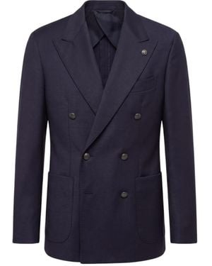 Peserico Double-Breasted Blazer - Blue