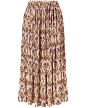 FARM Rio Garden Medal Printed Midi Skirt - Natural