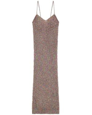 Laneus Sequin Long Slim Dress - Brown