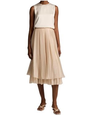 Vince Pleated Layered Skirt - Natural