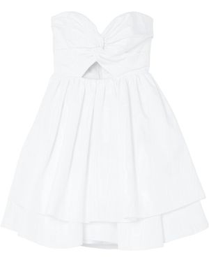 Carolina Herrera Tiered Ruffled Cutout Moire-Taffeta Mini Dress - White