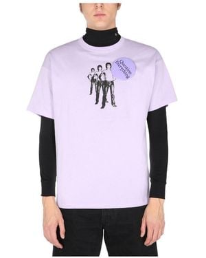 Raf Simons Question Everything Badge-Detail T-Shirt - Purple