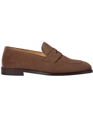 Brunello Cucinelli Almond Toe Slip On Loafers - Brown