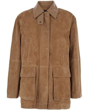 Arma Kaylee Suede Patch Pocket Coat - Brown