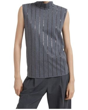 Brunello Cucinelli Sequin-Embellished Top - Grey