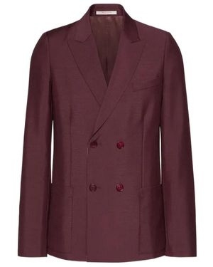 Valentino Double-Breasted Long-Sleeved Jacket - Purple