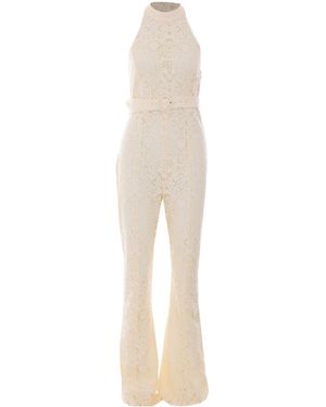 Twinset Madreperla Lace Halter Jumpsuit - White